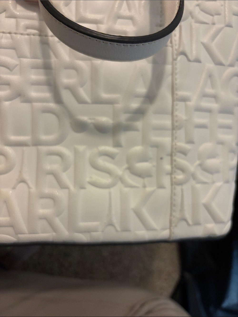 Karl Lagerfeld Cream Embossed Logo Tote - Picture 6 of 11